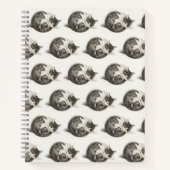 Black and white pencil drawing of a sleeping cat ノートブック (正面)