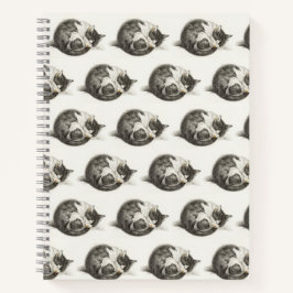 Black and white pencil drawing of a sleeping cat ノートブック