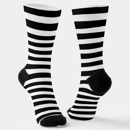 Black and White Penguin and Stripes ソックス (傾斜あり)