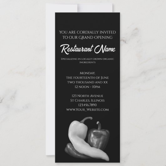 Black and White Peppers Restaurant Grand Opening 招待状 (正面)