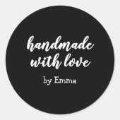Black and White Personalized Handmade with Love ラウンドシール (正面)