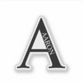 Black and White Personalized Monogram and Name シール (正面)