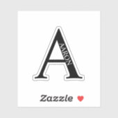 Black and White Personalized Monogram and Name シール (シート)