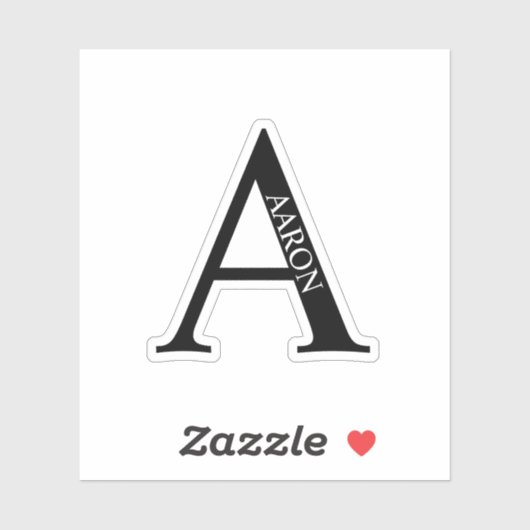 Black and White Personalized Monogram and Name シール (シート)