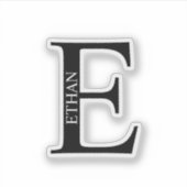 Black and White Personalized Monogram and Name シール (正面)
