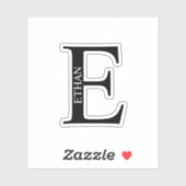 Black and White Personalized Monogram and Name シール (シート)