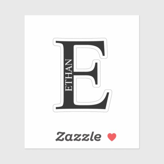 Black and White Personalized Monogram and Name シール (シート)