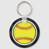 Black and White Personalized Softball Party Favors キーホルダー (裏面)