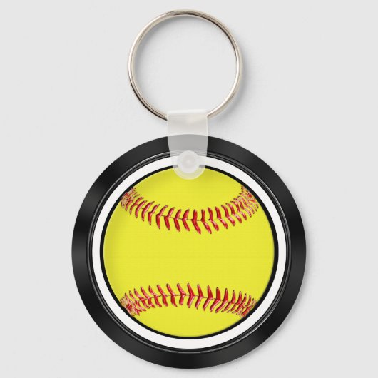 Black and White Personalized Softball Party Favors キーホルダー (裏面)