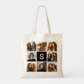 Black and White Photo Collage Custom Monogram トートバッグ (裏面)