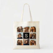 Black and White Photo Collage Custom Monogram トートバッグ (正面)