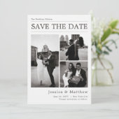 Black and White Photo Collage Newspaper Wedding セーブザデート (スタンド正面)