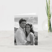 Black and White Photo Floral Thank You Card サンキューカード (正面)