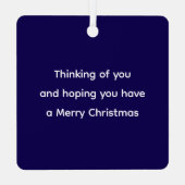 Black and White Photo of Sad Dog Missing You Blue メタルオーナメント (裏面)