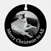 Black and White Photo of Talking Dog Christmas メタルオーナメント (正面)