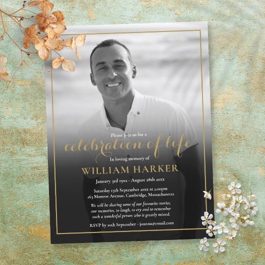 Black and White Photo Photoお祝い・オブ・ライフ・フューラー 案内ポストカード