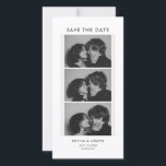 Black and White Photo Strip Wedding Save the date セーブザデート<br><div class="desc">Why settle for just one photo when you can show off a few? If you want an announcement that really stands out in the mail, this photo strip design is a fun and totally unexpected way to share your news. It works beautifully as a cute bookmark or a vintage-style photo...</div>