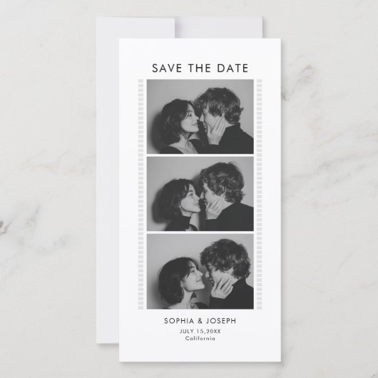 Black and White Photo Strip Wedding Save the date セーブザデート (正面)