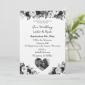 Black and White Photo Template Botanical Wedding 招待状 (スタンド正面)