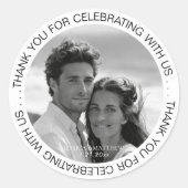 Black and White Photo Thank You ラウンドシール (正面)