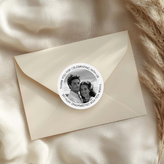 Black and White Photo Thank You ラウンドシール