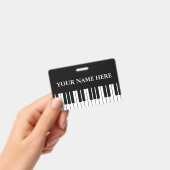Black and white piano keys custom name badge バッジ (Handheld)