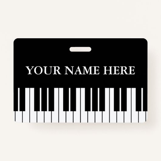 Black and white piano keys custom name badge バッジ (正面)