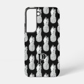 Black and white pineapple pattern custom monogram samsung galaxyケース (裏面)