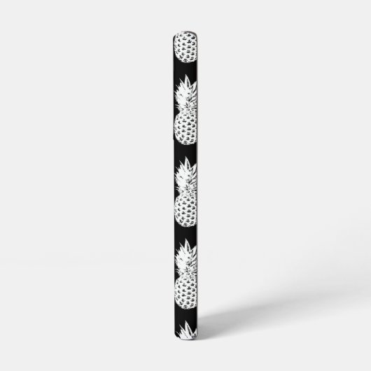 Black and white pineapple pattern custom monogram samsung galaxyケース (左側面)