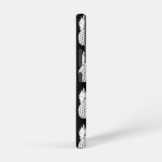 Black and white pineapple pattern custom monogram samsung galaxyケース (右側面)