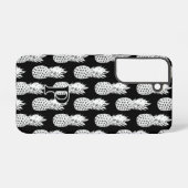 Black and white pineapple pattern custom monogram samsung galaxyケース (裏面横)