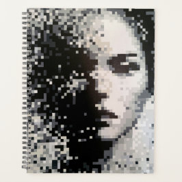 Black and white pixel face プランナー手帳