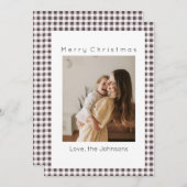 Black And White Plaid Custom Photo Christmas シーズンカード (正面/裏面)
