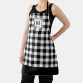 Black and White Plaid Elegant Monogrammed エプロン (インサイチュ)
