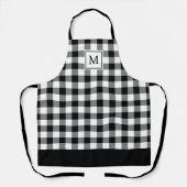 Black and White Plaid Elegant Monogrammed エプロン (正面)