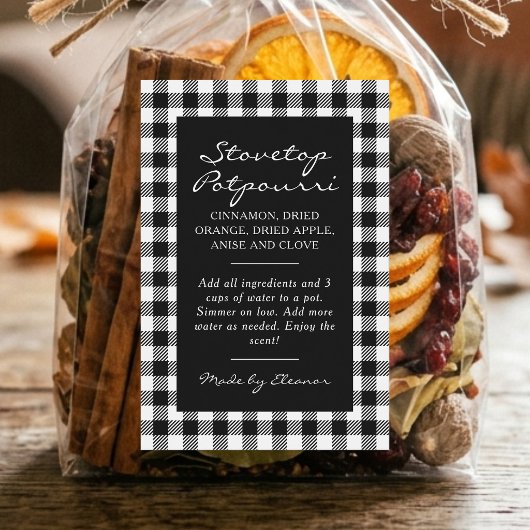 Black and White Plaid Simmer Pot Kit Label フードラベル