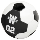 Black and White Player Name and Team Number サッカーボール (3/4)