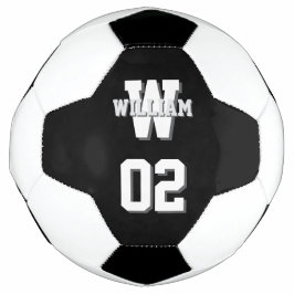Black and White Player Name and Team Number サッカーボール