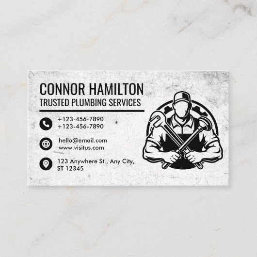 Black and White Plumber Illustration 名刺 (正面)