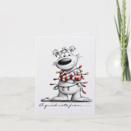 Black and White Polar Bear With Colored Lights ノートカード