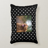 Black and white polka dot Dog pic アクセントクッション (正面(垂直))