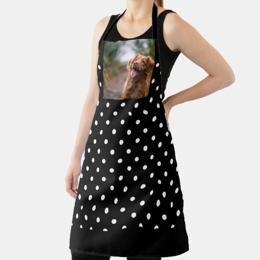 Black and white polka dot Dog pic エプロン (インサイチュ)