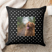 Black and white polka dot Dog pic クッション (ブランケット)
