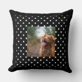 Black and white polka dot Dog pic クッション (正面)