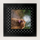 Black and white polka dot Dog pic ジグソーパズル (横)