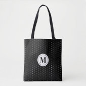 Black and White Polka Dot Monogram トートバッグ (正面)