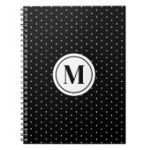 Black and White Polka Dot Pattern Monogram ノートブック (正面)