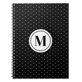 Black and White Polka Dot Pattern Monogram ノートブック