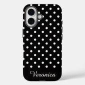 Black and White Polka Dot Personalized Name  Case-Mate iPhoneケース (裏面)