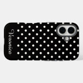 Black and White Polka Dot Personalized Name  Case-Mate iPhoneケース (裏面 (横))